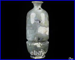 7.0 Green Moss Agate Hand Carved Crystal Vase Sculpture, Crystal Healing