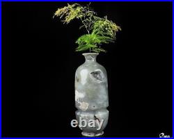 7.0 Green Moss Agate Hand Carved Crystal Vase Sculpture, Crystal Healing