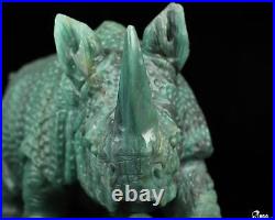 7.6 Ruby Zoisite Hand Carved Crystal Rhino Sculpture, Crystal Healing