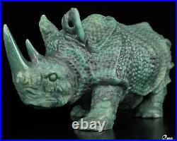 7.6 Ruby Zoisite Hand Carved Crystal Rhino Sculpture, Crystal Healing