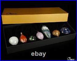 7 Pieces Hand Carved Crystal Vase Sculpture with Box, Crystal Healing