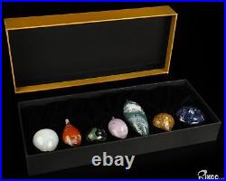 7 Pieces Hand Carved Crystal Vase Sculpture with Box, Crystal Healing