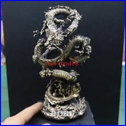 8.6Pure copper old black Chinese mythological blue dragon beast ornament