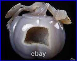 8.7 Agate Geode Carved Crystal Pumpkin Sculpture, Crystal Healing