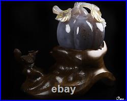 8.7 Agate Geode Carved Crystal Pumpkin Sculpture, Crystal Healing