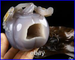 8.7 Agate Geode Carved Crystal Pumpkin Sculpture, Crystal Healing