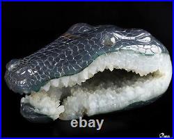 8.7 Agate Geode Hand Carved Crystal Crocodile Sculpture, Crystal Healing 8.7 Agate Geode Hand Carved Crystal Crocodile Sculpture, Crystal Healing