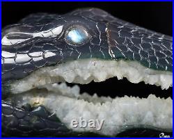 8.7 Agate Geode Hand Carved Crystal Crocodile Sculpture, Crystal Healing 8.7 Agate Geode Hand Carved Crystal Crocodile Sculpture, Crystal Healing