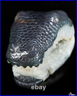 8.7 Agate Geode Hand Carved Crystal Crocodile Sculpture, Crystal Healing 8.7 Agate Geode Hand Carved Crystal Crocodile Sculpture, Crystal Healing