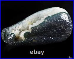 8.7 Agate Geode Hand Carved Crystal Crocodile Sculpture, Crystal Healing 8.7 Agate Geode Hand Carved Crystal Crocodile Sculpture, Crystal Healing
