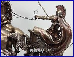 ACHILLES in ROMAN GLADIATOR CHARIOT Sculpture Statue Bronze Color
