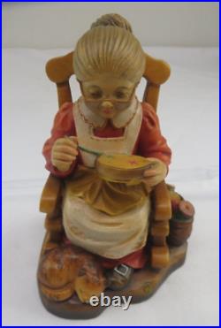 ANRI Italy Sarah Kay Vintage 6.5 Wood Figurine Mrs. Santa Signed
