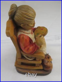 ANRI Italy Sarah Kay Vintage 6.5 Wood Figurine Mrs. Santa Signed