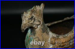 A Very Beautiful Ancient Gold Plated Bronze Bird Sculpture 500+ Year Old