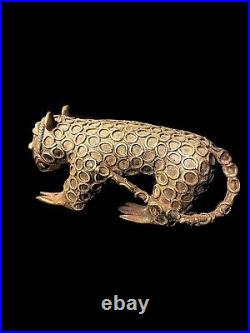 African Art Gold Weight Bronze Hunt Dog Leopard Lion Tiger Africa 631