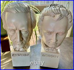 Alexander Backer Vintage Chalkware Busts Of Wagner & Schubert
