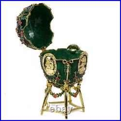 Alexander Palace Faberge Egg Replica Trinket Box, Easter Gift, 15 cm, Green