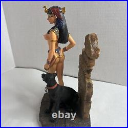 Ancient EGYPTIAN GODDESS BASTET & PANTHER STATUETTE Statue Toscano Veronese