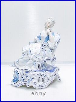 Antique 19th C KPM Germany Hand Painted Porcelain Sitting Lady Figurine