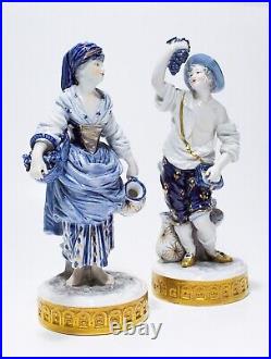 Antique 19th Century CAPODIMONTE Hand Painted Porcelain Boy & Girl Figurines