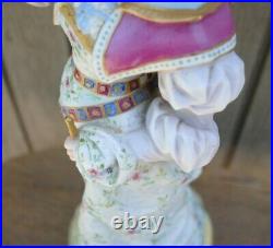 Antique All Bisque French Figure Woman Feathered Hat Large Statue