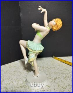 Antique Austrian Vienna Art-Deco Porcelain Figurine, Dancer, 10.5 high