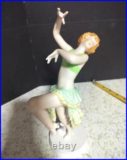 Antique Austrian Vienna Art-Deco Porcelain Figurine, Dancer, 10.5 high