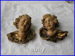 Antique Carved Angel Putti Cherub Figures 19thC Rare Polychrome Italy Germany