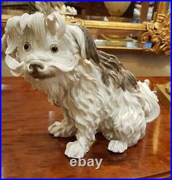 Antique De Samson Porcelain Dog Statue Long Hair Decor Polychrome Mark Rare 19th