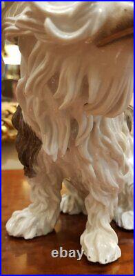 Antique De Samson Porcelain Dog Statue Long Hair Decor Polychrome Mark Rare 19th