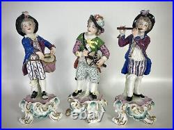 Antique Derby Porcelain Figurines Beggars Band Musicians Hurdy Gurdy Drums Flute