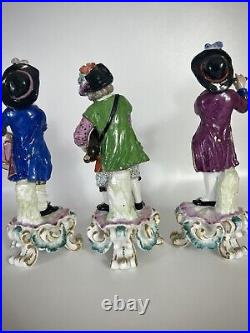 Antique Derby Porcelain Figurines Beggars Band Musicians Hurdy Gurdy Drums Flute