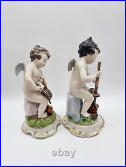Antique Frankenthal Dresden Art Pair Porcelain Cupid Cherub 7.5 Figures Germany