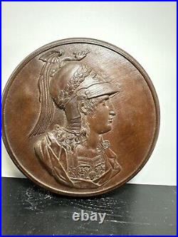 Antique French Empire Carved Wood Medallion Plaque