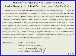Antique French Hand Carved Wooden Wall Shelf, Gothic Gargoyle, Devil, Faun Satyr