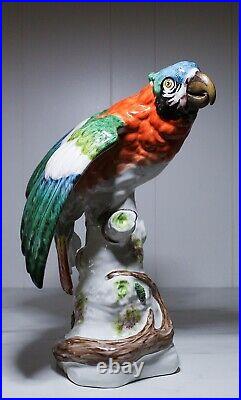 Antique French Porcelain Hand Painted Large Parrot Bird Porcelain Figure 14