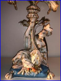 Antique French Porcelain Jacob Petit Old Paris Candle Vase Lady Woman Figurine