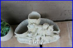Antique French bisque porcelain planter jardiniere group figurine sheep animals