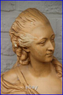 Antique French chalkware Bust statue of Maria Antoinette 1920s