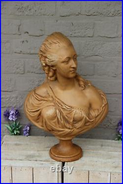Antique French chalkware Bust statue of Maria Antoinette 1920s
