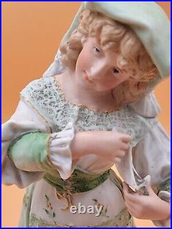 Antique Gebruder Heubach Bisque Tambourine Lady Figurine Statue Unmarked Read
