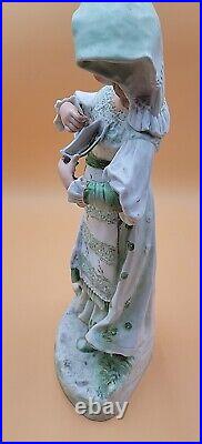 Antique Gebruder Heubach Bisque Tambourine Lady Figurine Statue Unmarked Read