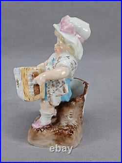 Antique German Conta & Boehme Girl With Harmonica Figurine Match Holder Striker