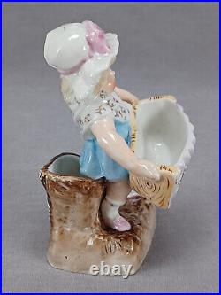 Antique German Conta & Boehme Girl With Harmonica Figurine Match Holder Striker