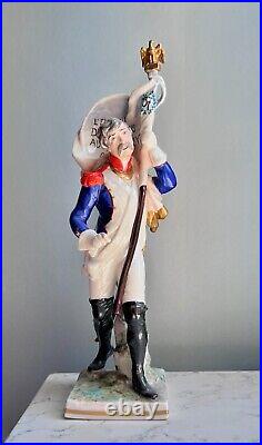 Antique German Porcelain Figurine of a French Imperial Soldier with Banner