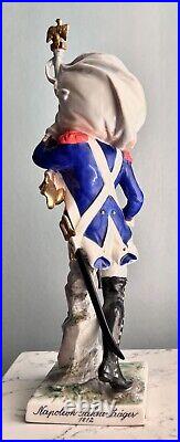 Antique German Porcelain Figurine of a French Imperial Soldier with Banner