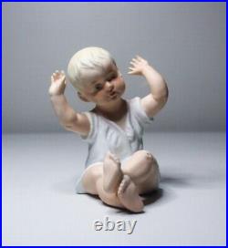 Antique Germany Gebruder Heubach Bisque Piano Baby Porcelain Figurine