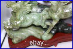 Antique Hand Chiseled Jade 3 Galloping Horses Display Decor Sculpture Statue 8
