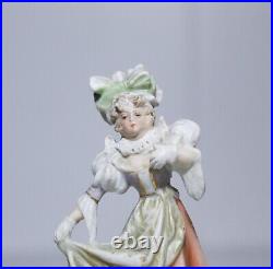 Antique Hand Painted Bisque Porcelain Victorian Lady Miniature Figurine