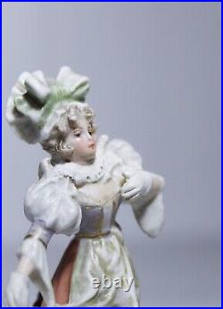 Antique Hand Painted Bisque Porcelain Victorian Lady Miniature Figurine